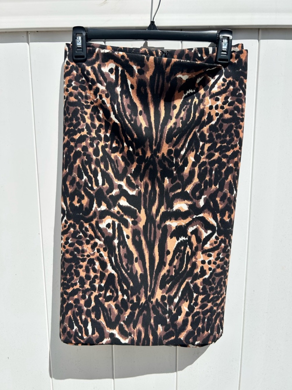Talbots Leopard-Print Pencil Skirt in Brown, Black, Ivory Fully Lined | Size 16